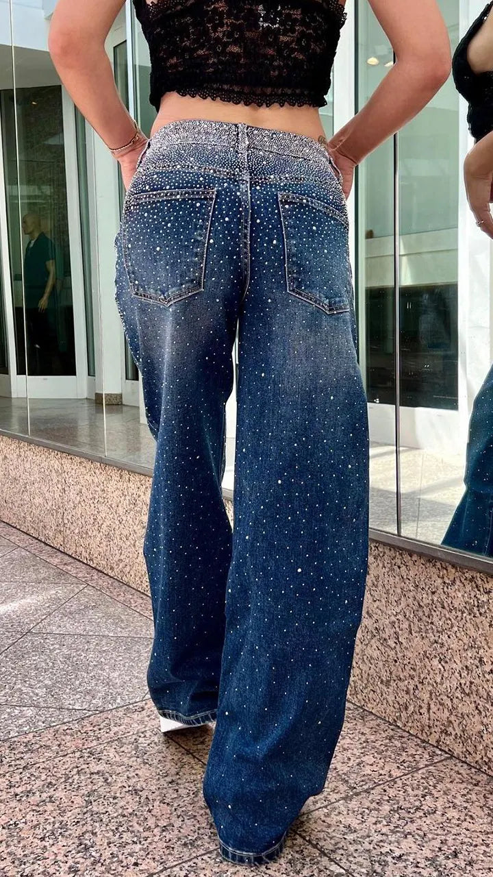 Women Ironing Diamond Wash Water Casual Jeans