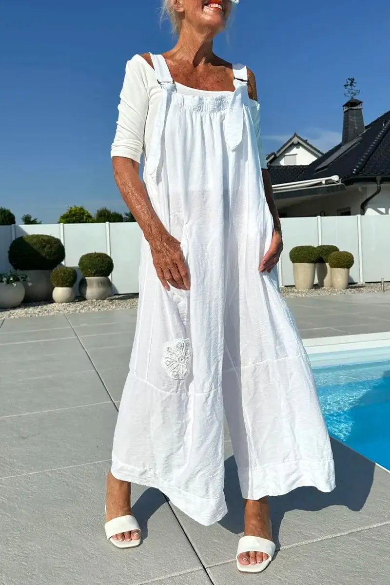 Women's Patchwork Embroidered Loose Casual Wide Leg Jumpsuit