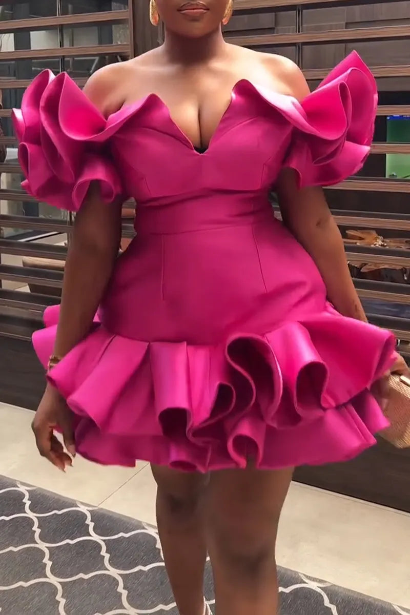 Women's Fashion Design Tiered Flounce Hem Party Dress