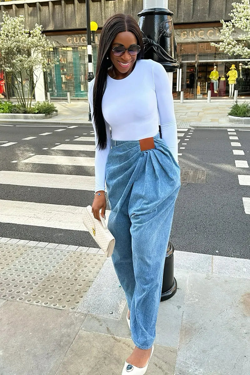 Women's Street Style Flared Jeans with Chic Waist Design