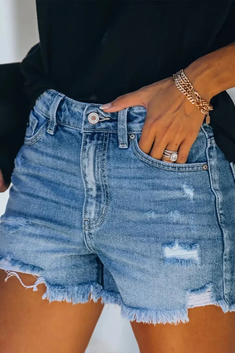 Women's Casual Vintage Ripped Denim Shorts
