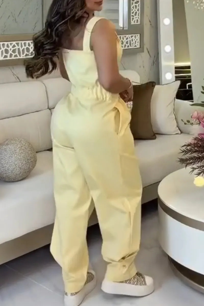 Women Buckle Strap Casual Jumpsuit