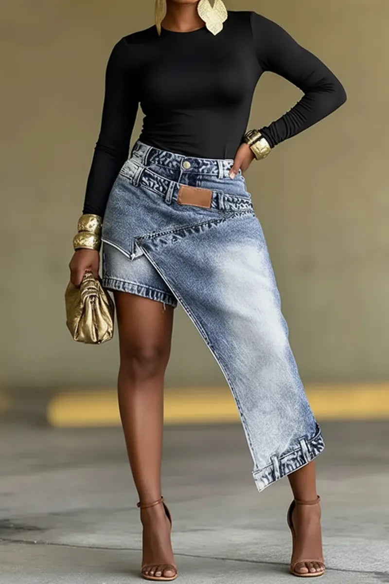 Women's Casual Patchwork Denim Shorts