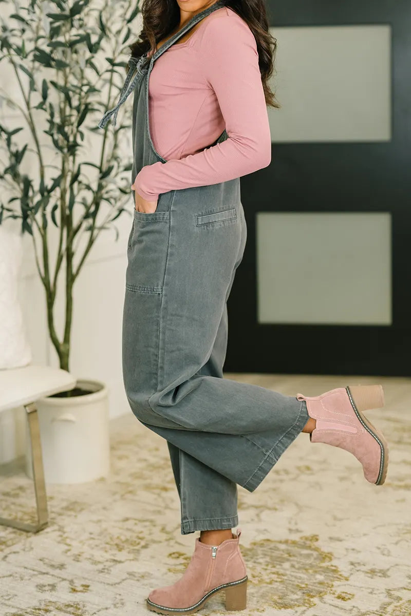 Women's Casual Drawstring Loose Denim Overalls