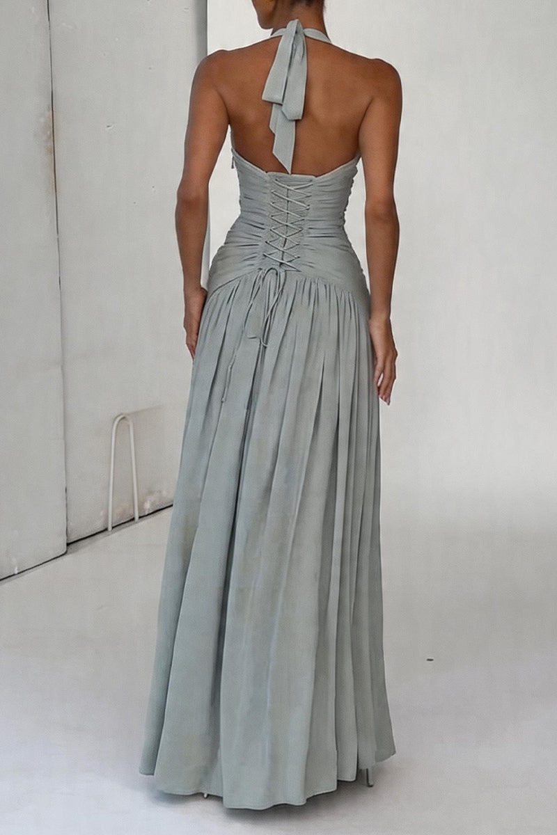 Women's Elegant Back Tie Pleated Dress