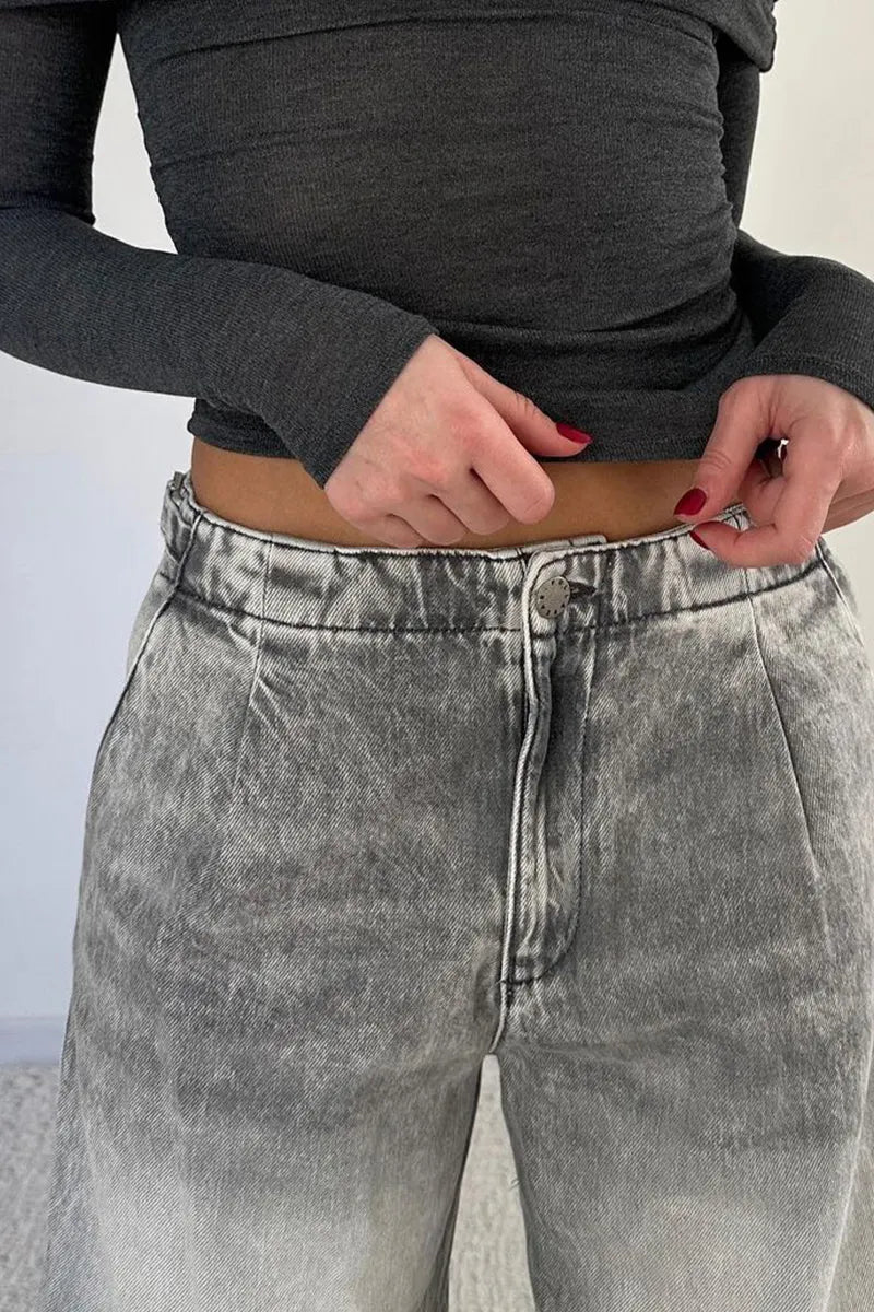 Ladies Low Rise Baggy Jeans With Dropped Waist