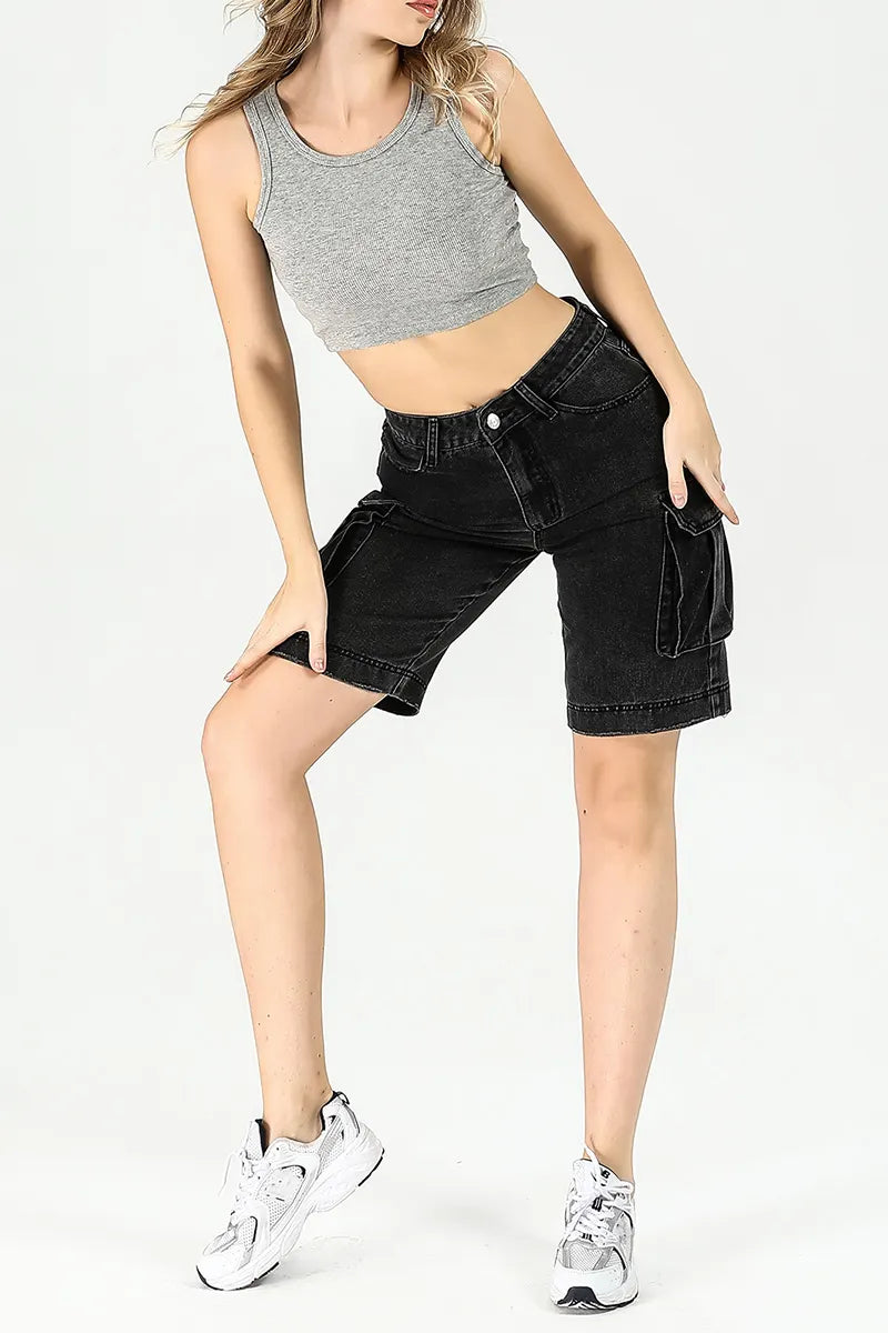 Women's Street Straight Leg Washed Denim Shorts