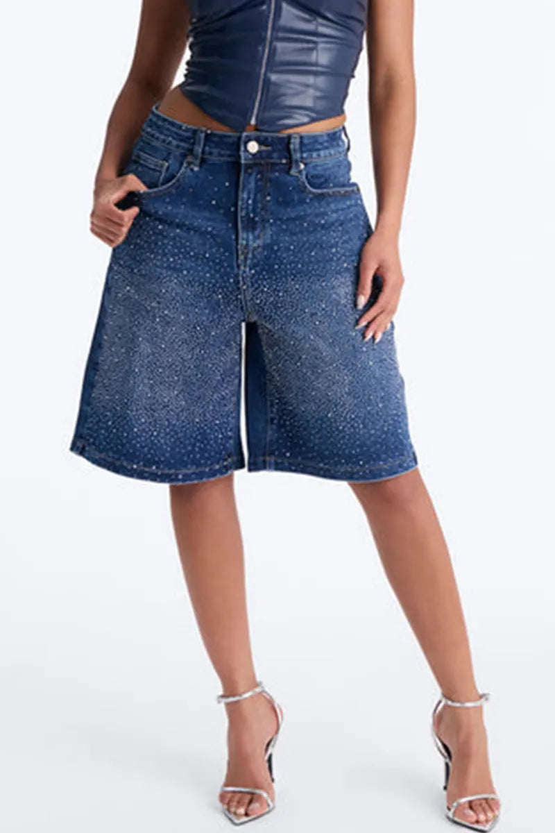 Women's Y2k Rhinestone Denim Shorts(Belts Are Not For Sale)
