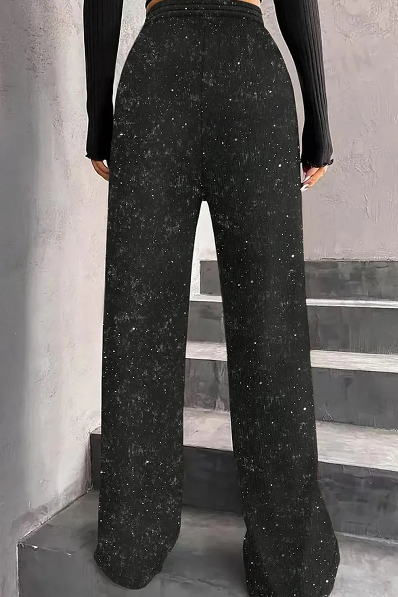 Ladies' Casual Wide Leg Sequined Pants, Shining During Holidays, Comfortable And Guaranteed
