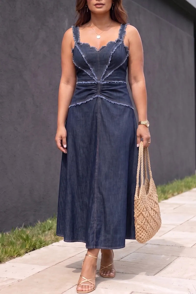 Women's Casual Spaghetti-Strap Denim dress