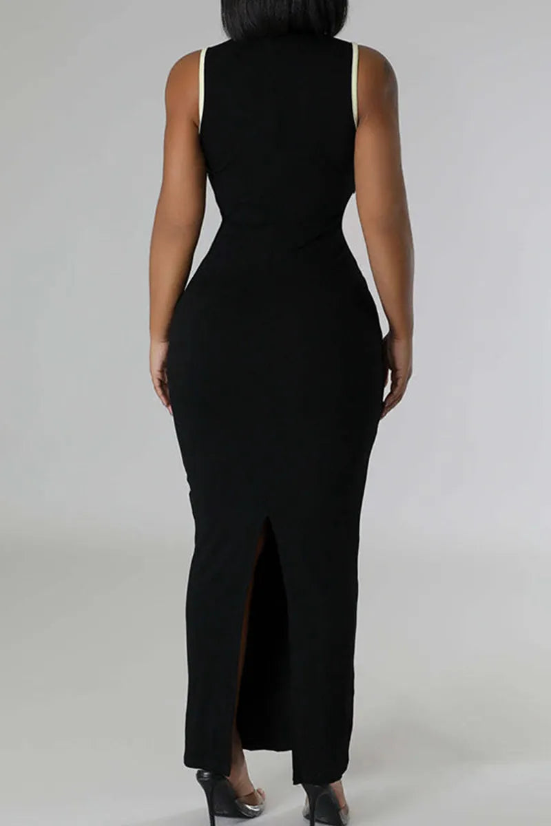 Women's Color Block Slim Fit Long Party Dress