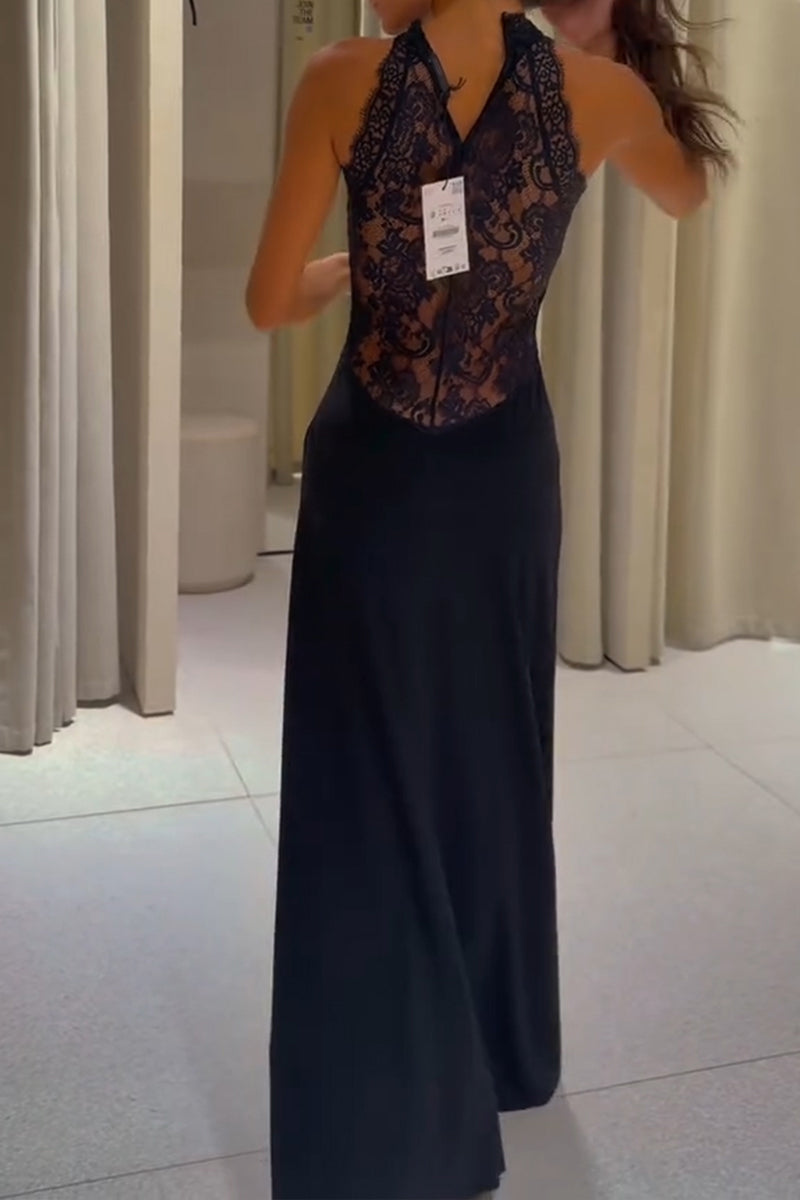 Women's Sexy Lace Patchwork Maxi Dress