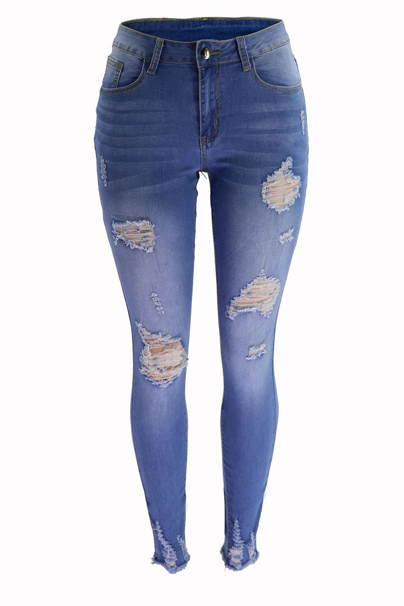 Women’s Low-Rise Ripped Stretch Jeans