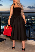 Women's Elegant Patchwork Decoration A-Line Hem Midi Dress