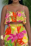 Women's Printed Spaghetti Strap Cropped Top Or Wide Leg Pants