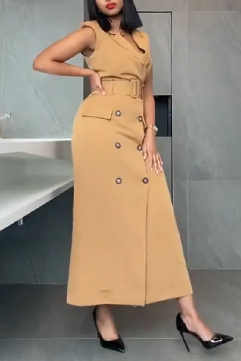 Women's Collar Double Breasted Elegant Temperament Dress