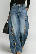 Ladies' Hot Selling Casual Loose Wide Leg Jeans