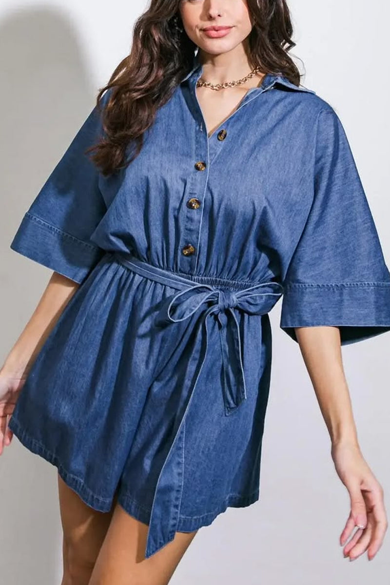 Ladies' Fashionable Casual Loose Denim Jumpsuit