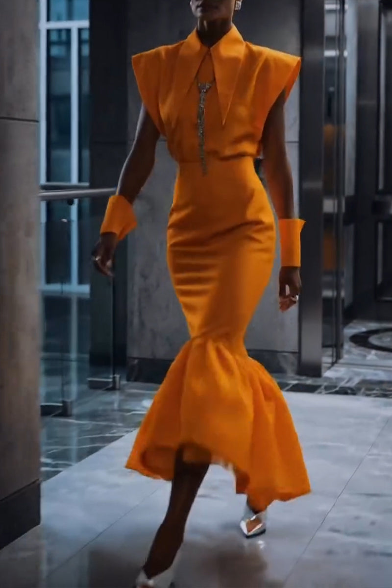 Women's Fashion Urban Wide Shoulder Vest Mermaid Skirt Two-Piece Set