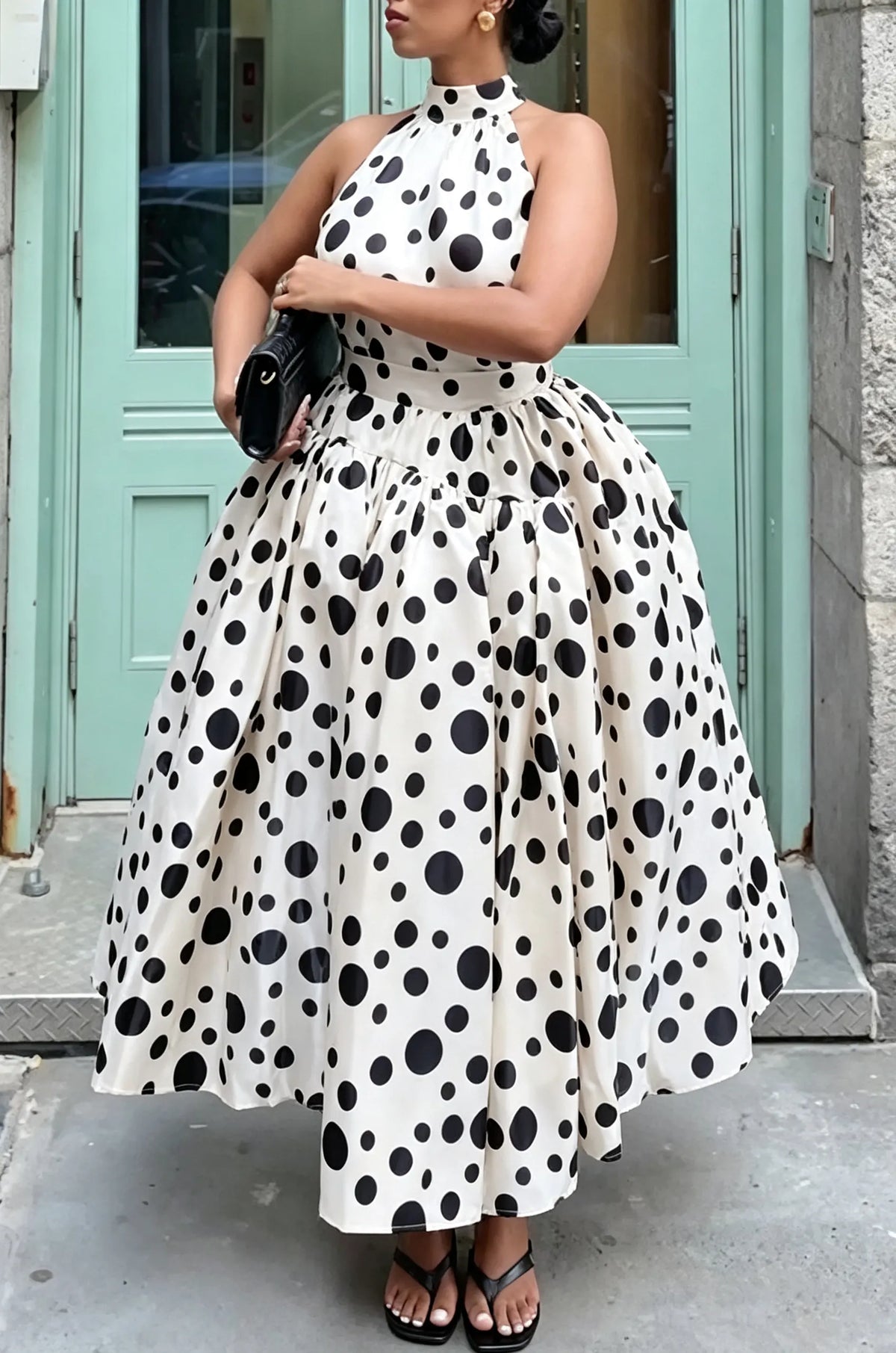 Women's Elegant Polka Dot Vest A-Line Hem Skirt Two-Piece Set