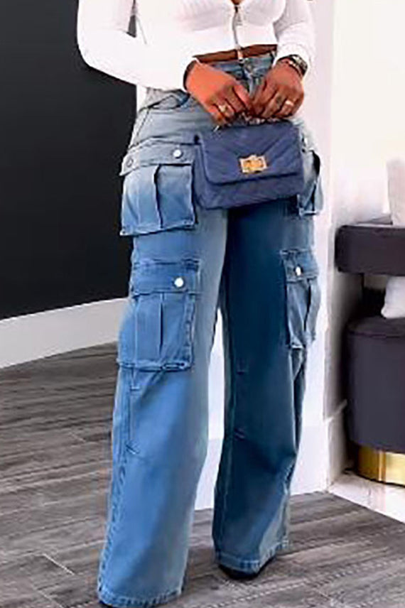Women's High Waist Tie-Dye Wide Leg Jeans