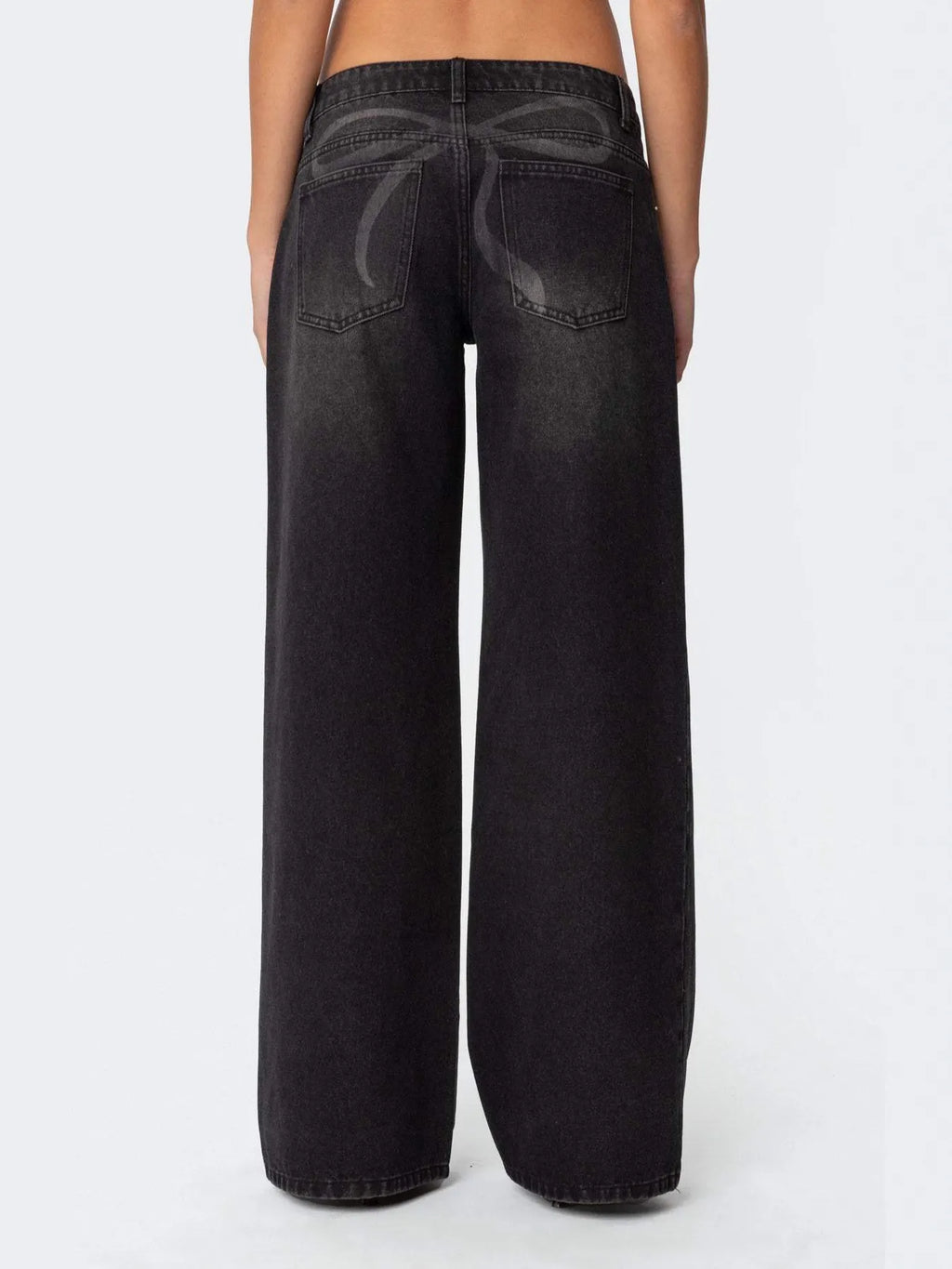 Fashion Loose Wide Leg Bow Print Jeans