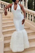 Women's Elegant Shiny Mermaid Hem Maxi Dress