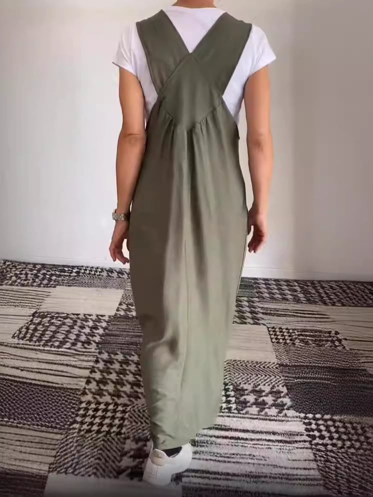 Relaxed Fit Cotton and Linen Suspender Dress