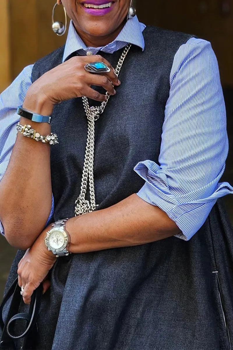 Women's Round Neck Vest Denim Dress