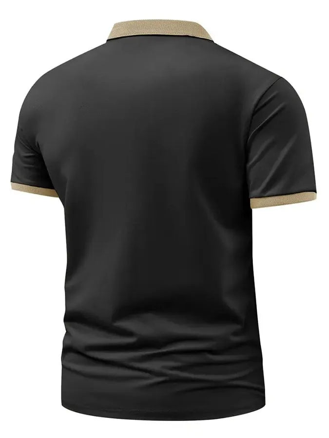 Men'S Casual Classic Contrast Pattern Short-Sleeved Polo Shirt