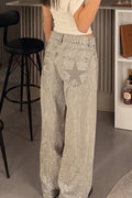 Women's Fashion Rhinestone Star Pattern Jeans