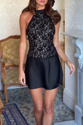 Women's Party Sequin Panel Halter Mini Dress