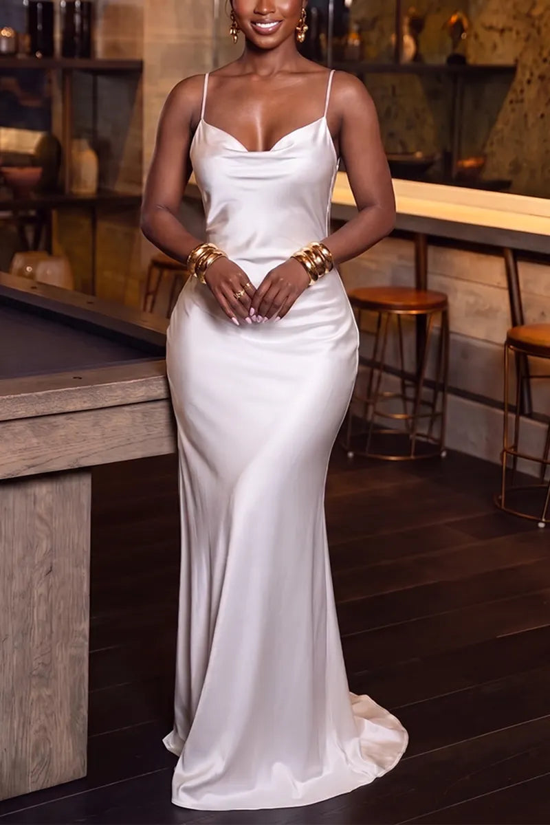 Women's Elegant Simple Backless Maxi Dress
