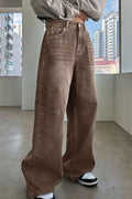 Women's Vintage Loose Fit Brown Wide Leg Jeans