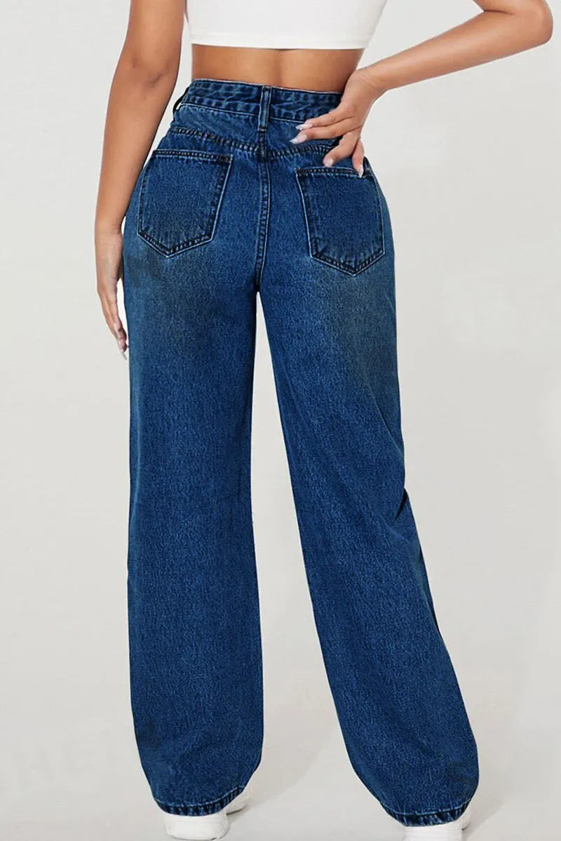 Women's High Street Distressed Knee Trend Jeans
