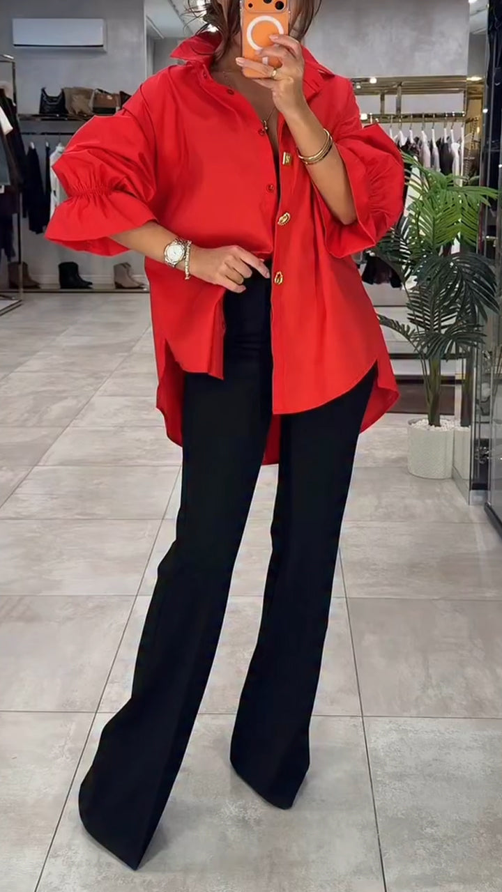 Women Collar Irregular Casual Shirt