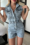 Women's Casual Sleeveless Denim Jumpsuit