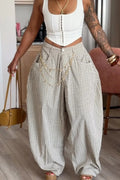 Women's Casual Plaid Versatile Wide Leg Pants