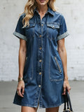 Women's Denim Dress – Casual Loose Fit Vintage Denim Dress