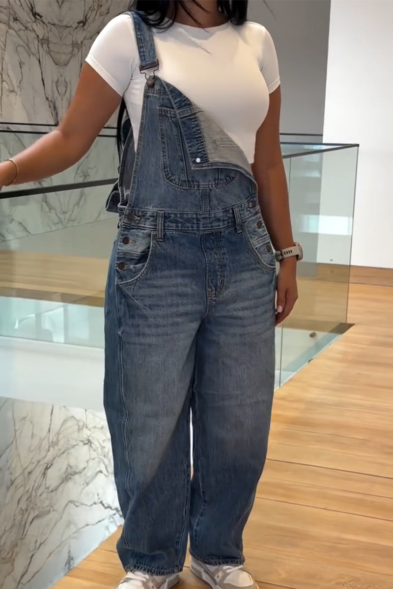 Women's Wash Scratch Casual Denim Overalls