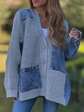 Women Spliced Knitted Casual Coat