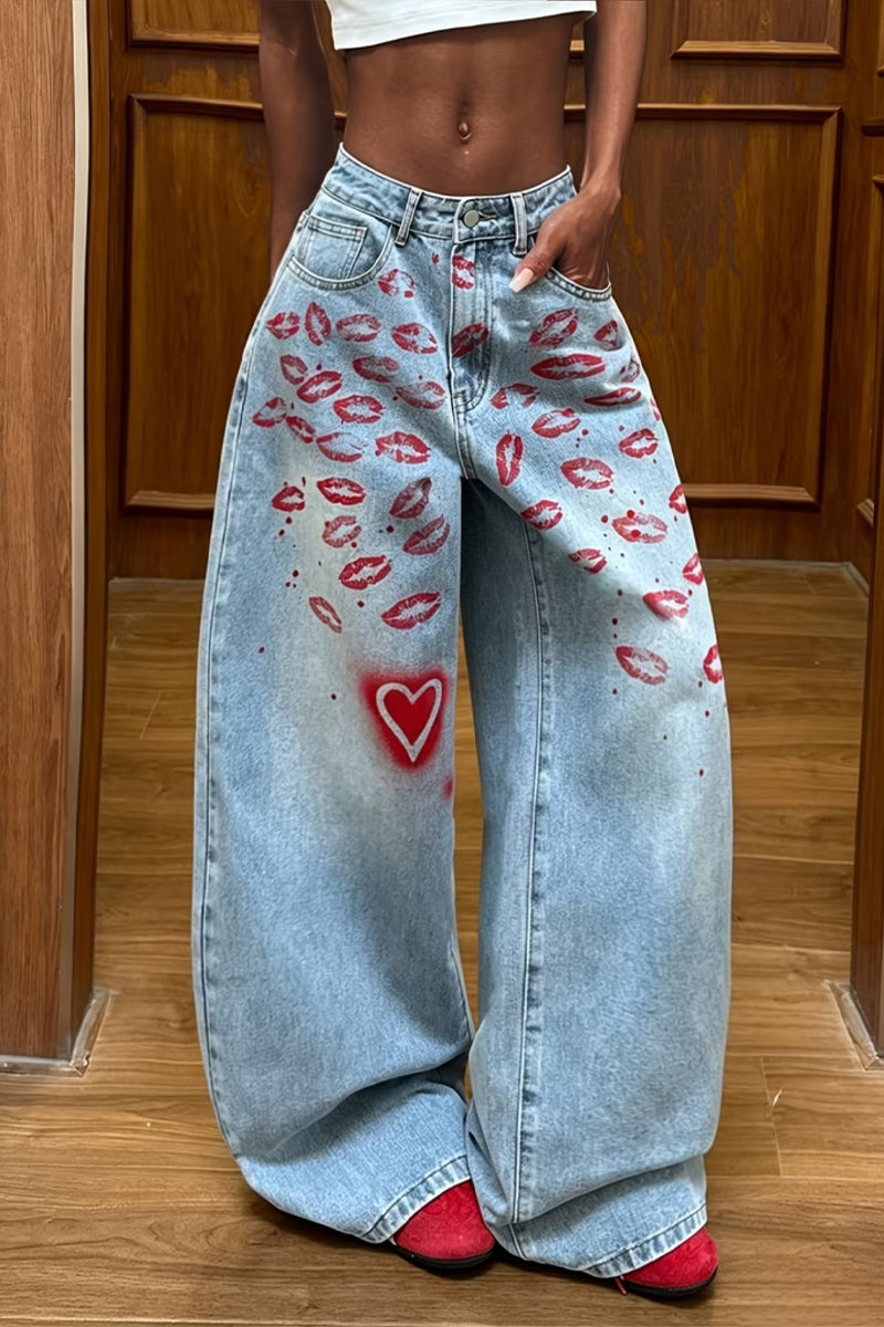Women's Casual Rhinestone Rivet Decoration Jeans