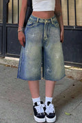 Ladies' Hot Selling Casual Washed Rhinestone Street Denim Shorts