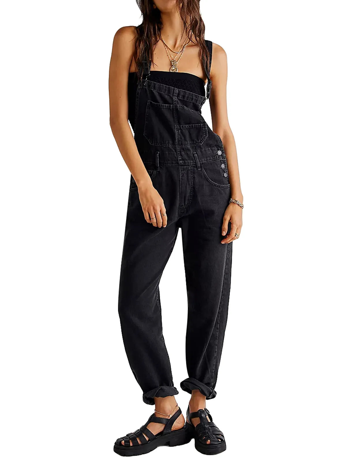 Casual Washed Loose Denim Overalls
