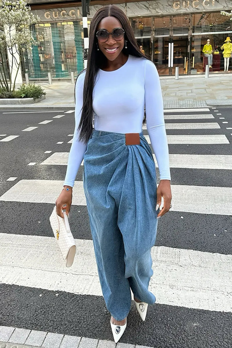 Women's Street Style Flared Jeans with Chic Waist Design