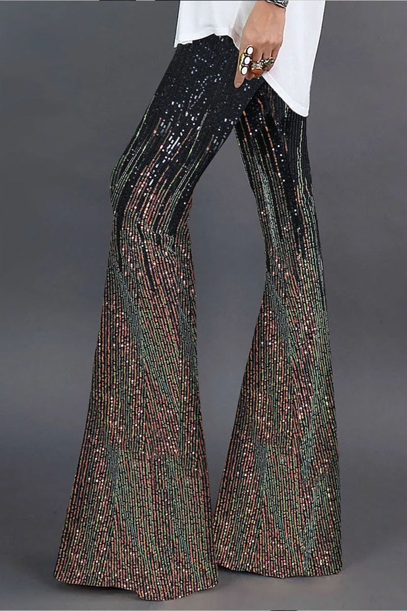 Women's Stylish Sequin Paneled Straight Leg Pants