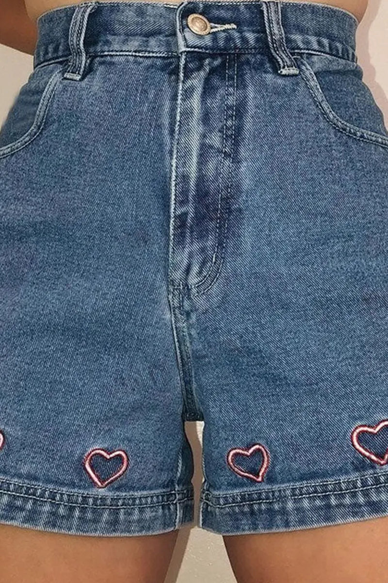 Women's Casual Embroidered Denim Shorts