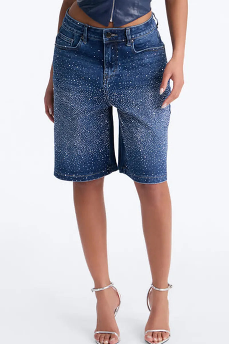 Women's Y2k Rhinestone Denim Shorts(Belts Are Not For Sale)