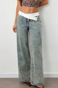 Women's Casual Wide Leg Irregular Denim Jeans