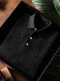 Men's Business Casual Geometric Button Short Sleeve Polo Shirt